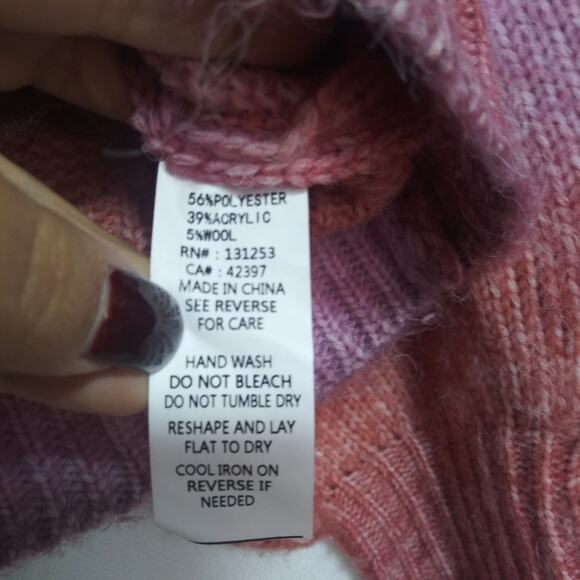 Pink Martini Twilight Sweater Multi Color Ombre Puff Sleeve Soft Wool Size Small - Picture 6 of 7